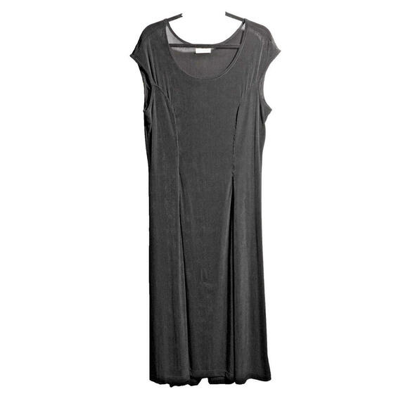 VTG 90s Y2K Black Slinky Midi Maxi Dress Coldwater Creek Solid Sz L Whimsigoth - Picture 1 of 6